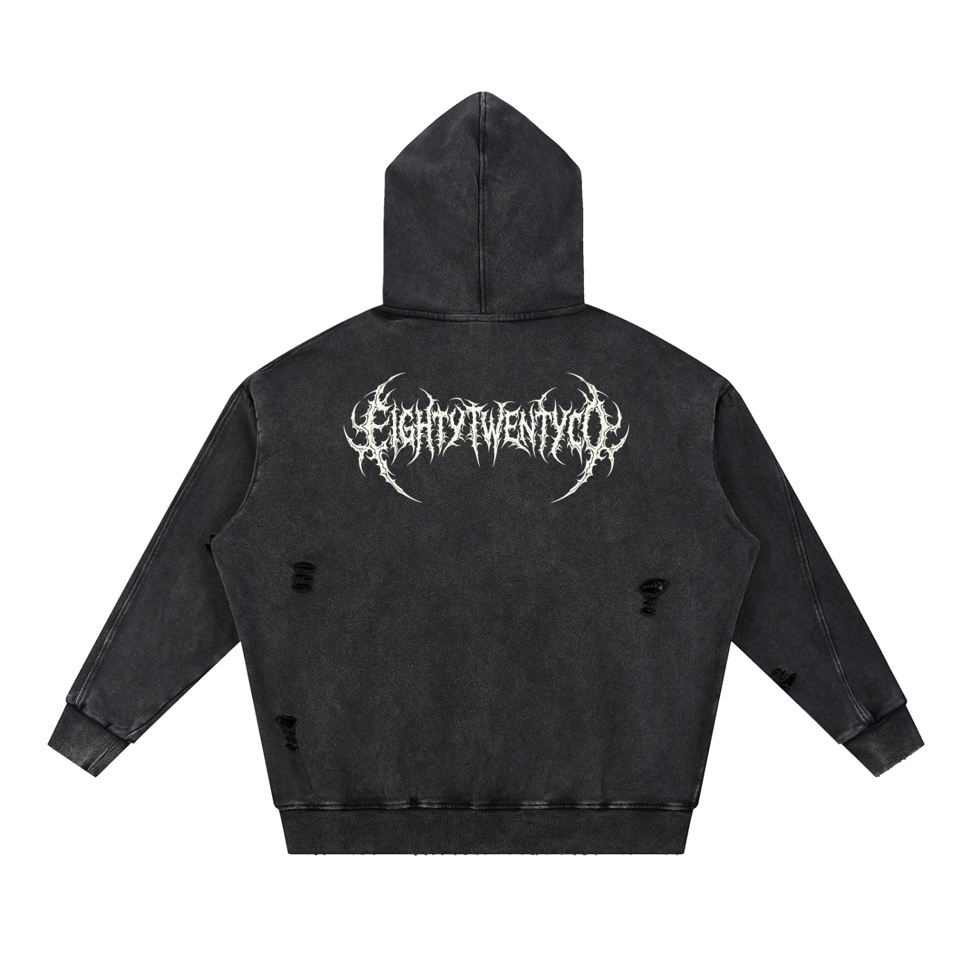 ThornBorn Distressed Hoodie — back view