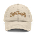 Gothic Drip Distressed Hat – Brown Embroidery