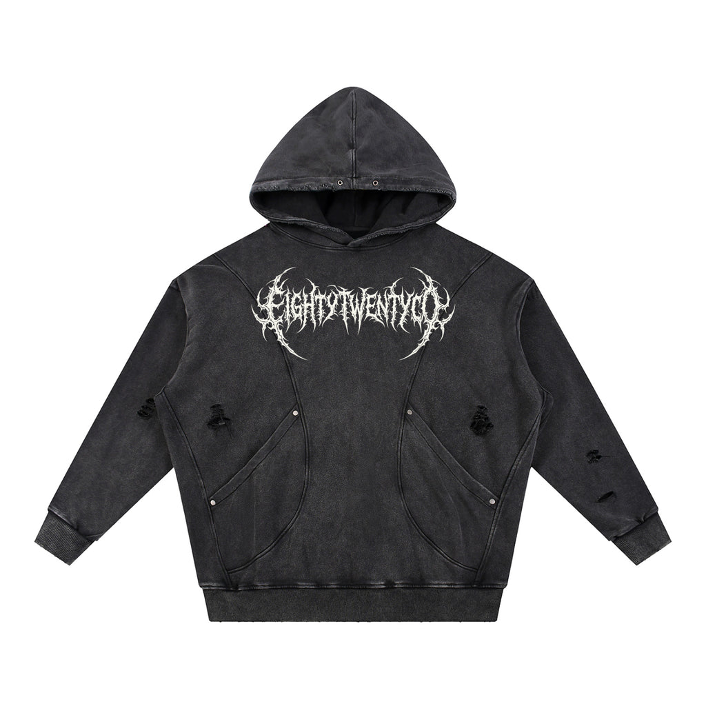 ThornBorn Distressed Hoodie — front view