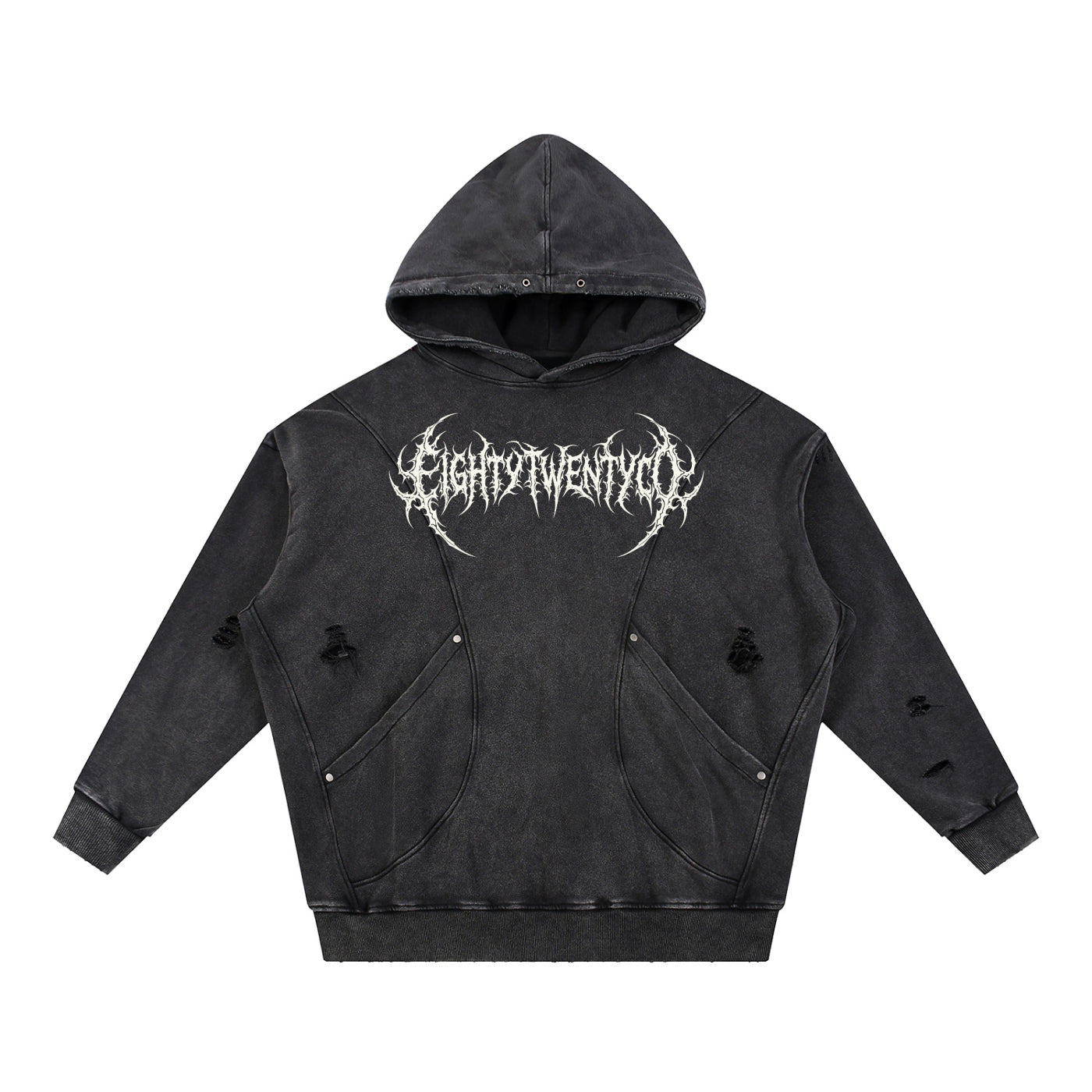 ThornBorn Distressed Hoodie — front view