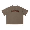 Gothic Drip Vintage Wash Boxy T-Shirt – Brown Print