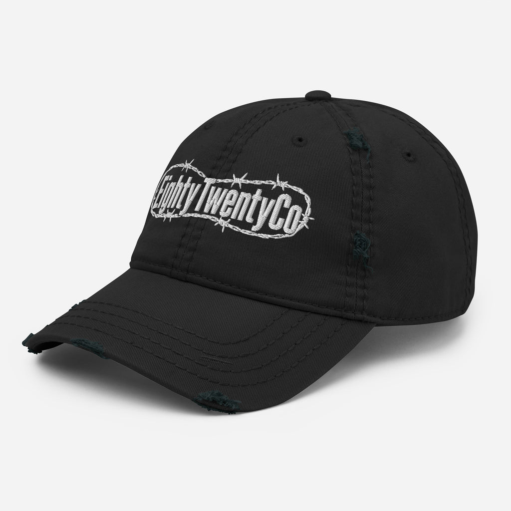 BarbedWire Distressed Hat — left front view
