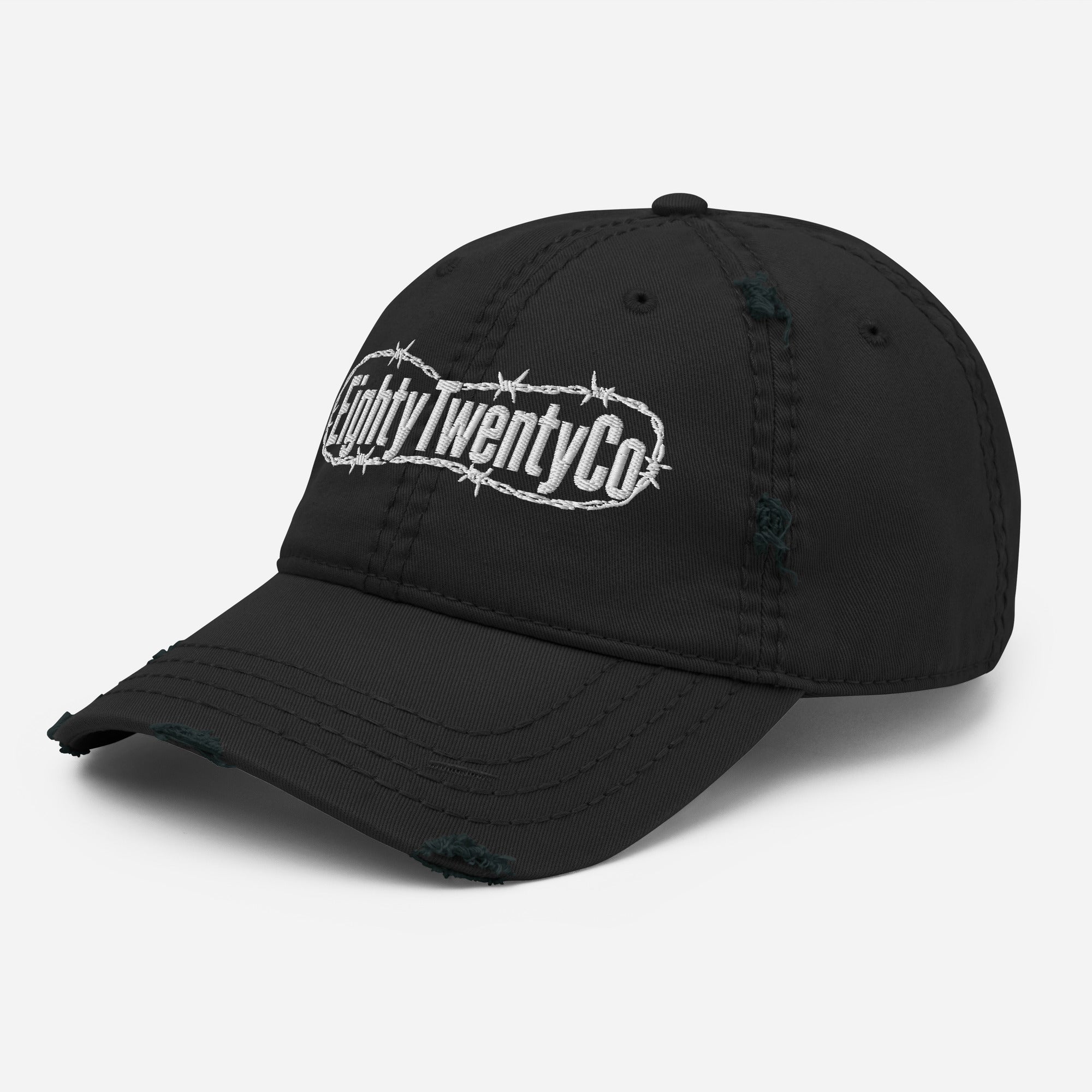 BarbedWire Distressed Hat — left front view