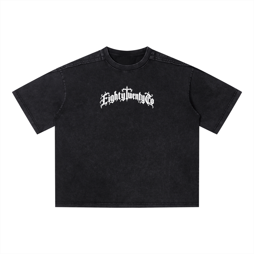 Gothic Script Vintage Wash Boxy T-Shirt