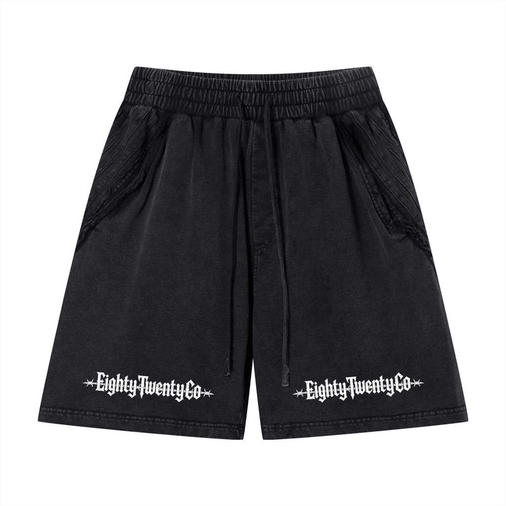 BarbedWire Vintage Wash Shorts – Black